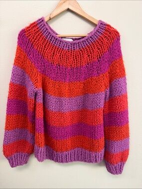 Frnch Nerman Boatneck Knit Striped Sweater SzM